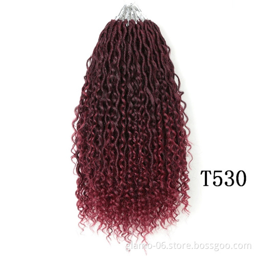 Ombre color 14 18 inch curly faux locs crochet hair extensions  river locs crochet goddess faux locs braid